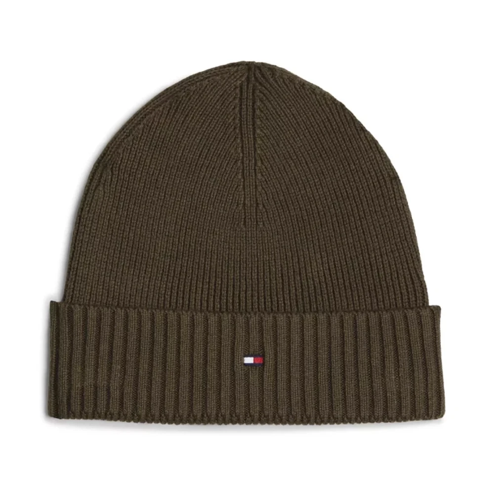 Tommy Hilfiger Groene Vlag Katoen Kasjmier Beanie Brown Heren