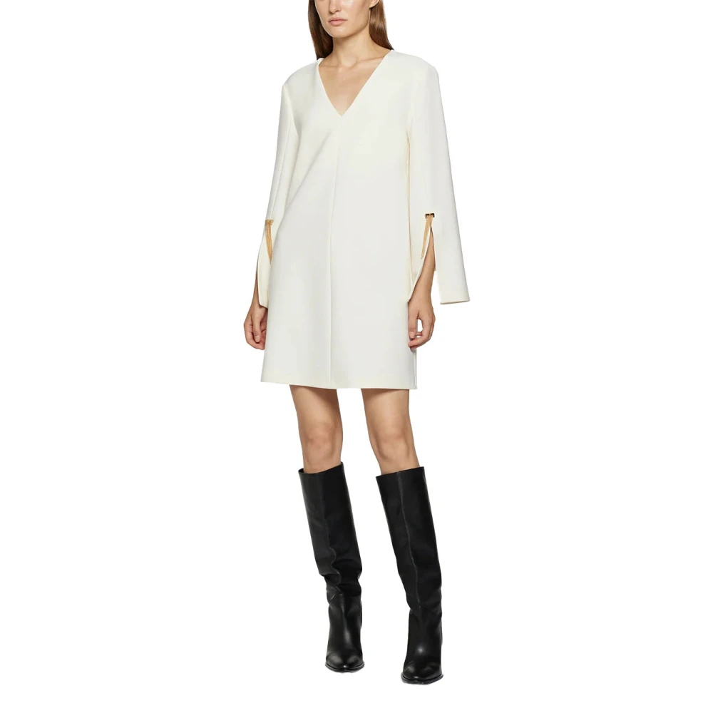 Simona Corsellini Korte Polyester Jurk met V-Hals White Dames