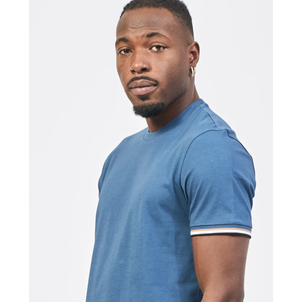 Hugo Boss Blauw Gestreept T-shirt Thompson Regular Fit Blue Heren