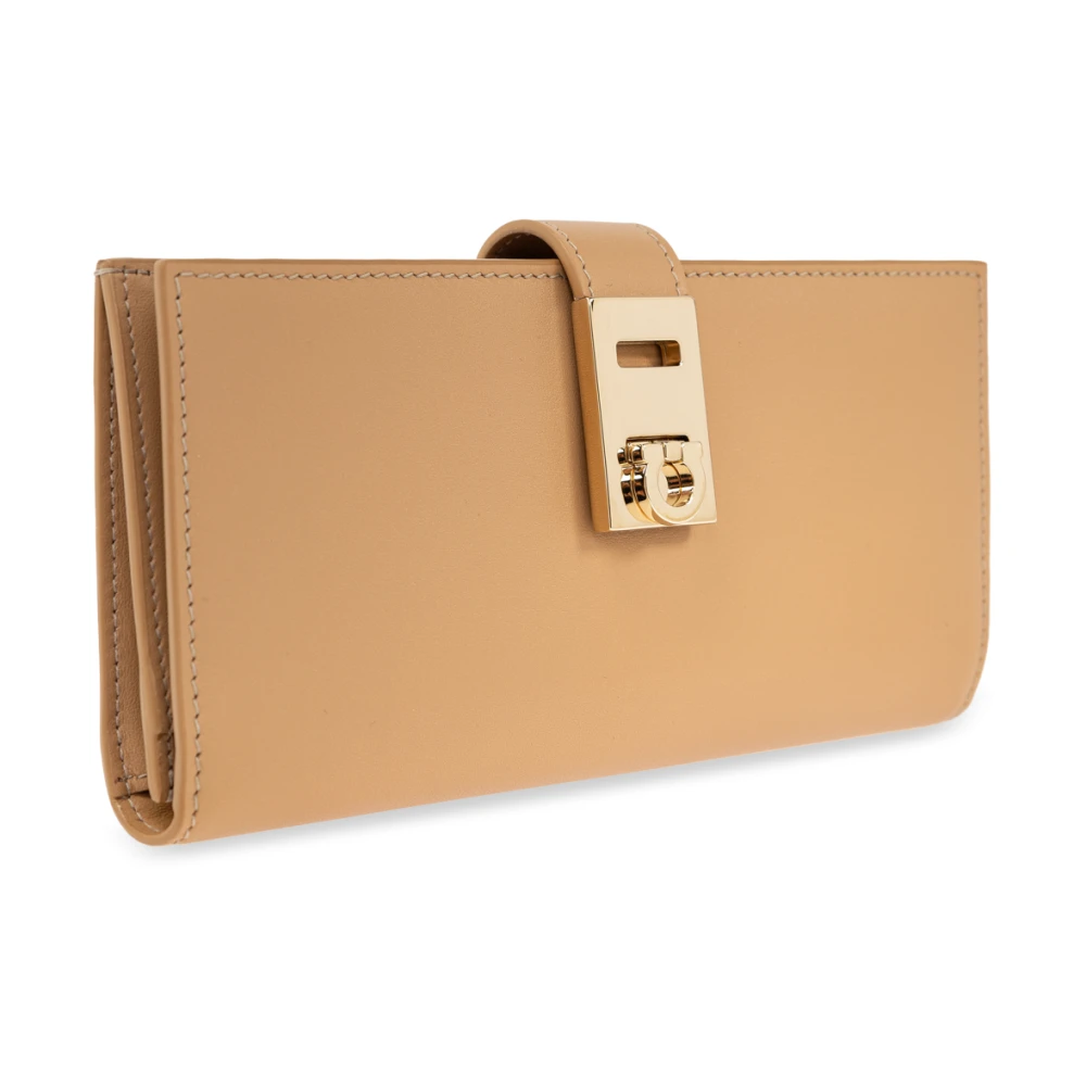 Salvatore Ferragamo Leren portemonnee Beige Dames