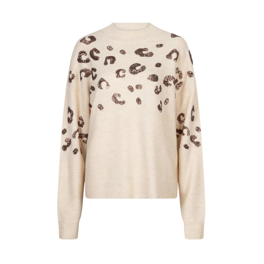 Esqualo Dieren Paillet Pullover Trui Beige Dames