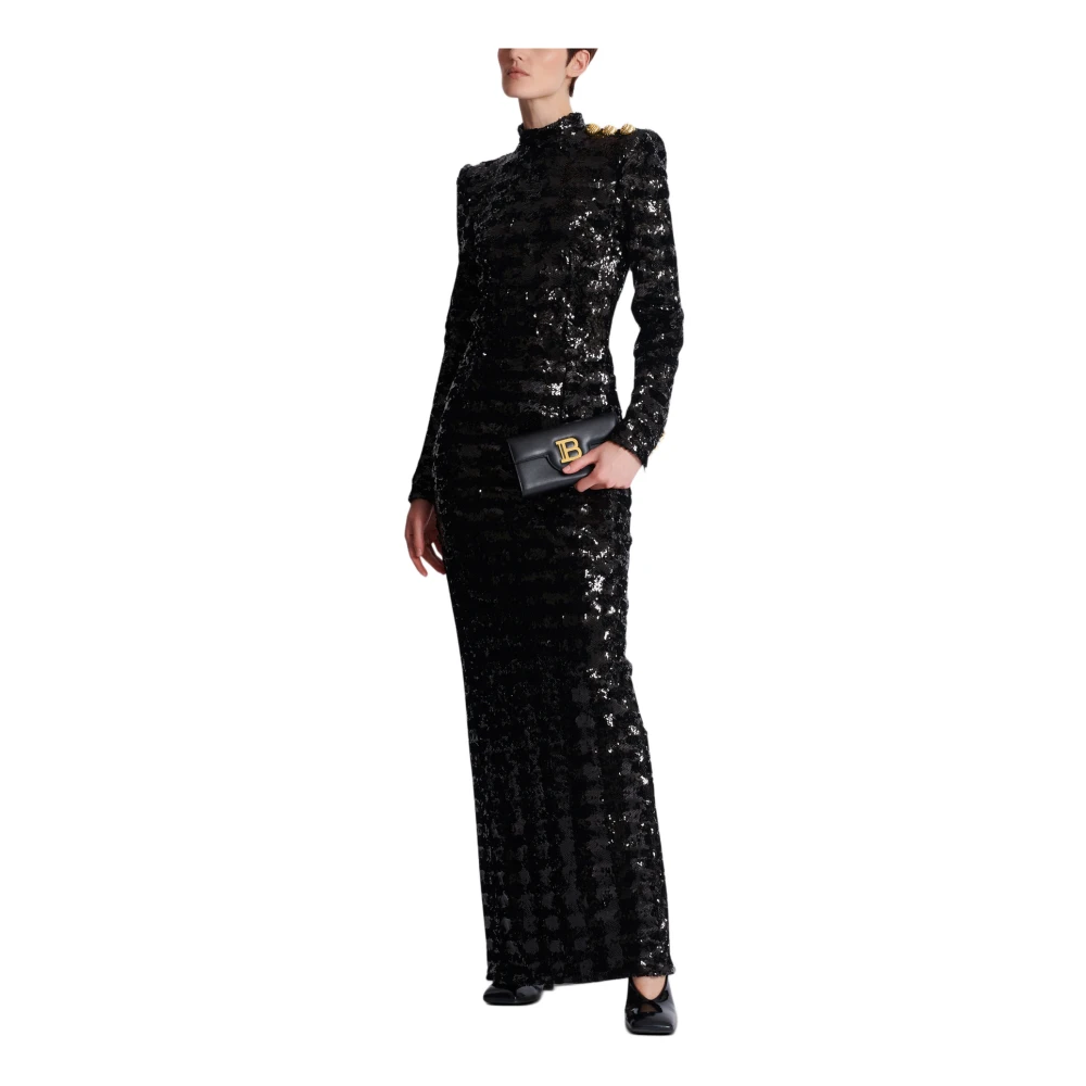 Balmain Lange paillettenjurk Black Dames
