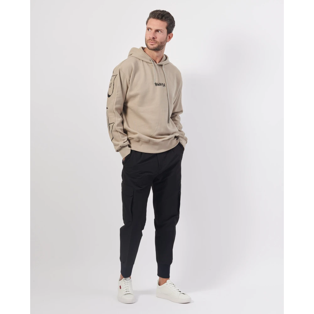 Disclaimer Hoodie met Maxi Logo Print Beige Heren