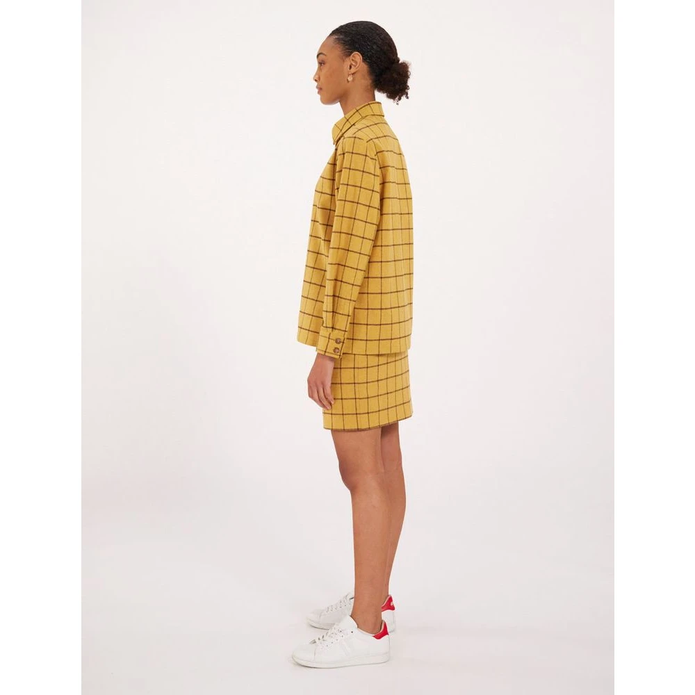 Ines De La Fressange Paris Oker Geruit Wol Overhemd Yellow Dames