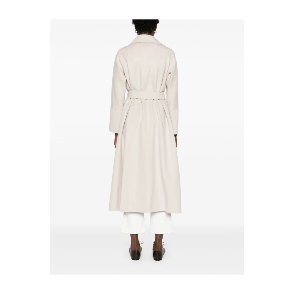 Max Mara Beige Wollen Jas Klassieke Revers Beige Dames