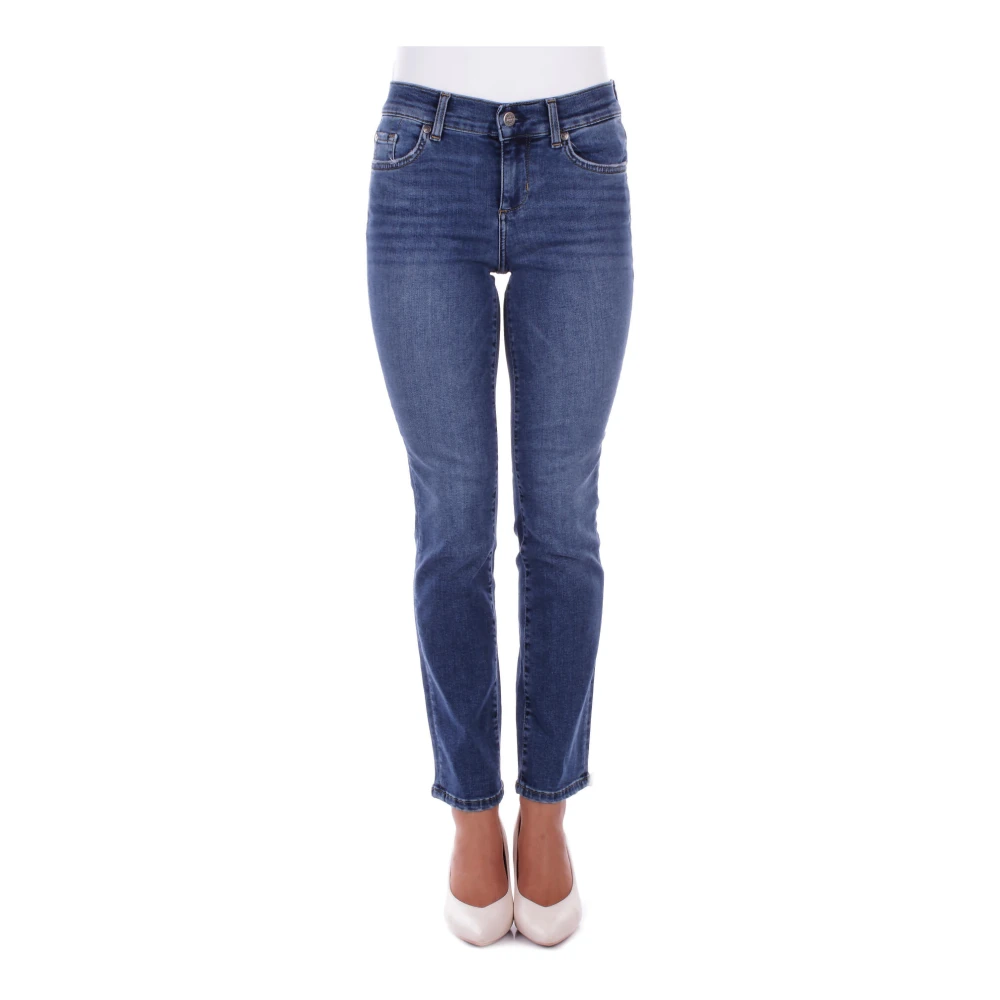 Liu Jo Denim Skinny Stretch Jeans met Strass Details Blue Dames