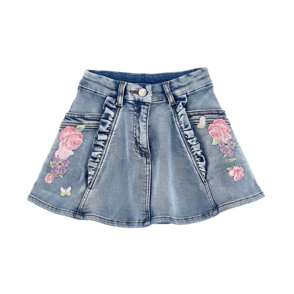 Monnalisa Unisex Kids Blue Denim Skirt - Kids Skirts - 6 Y - Kids
