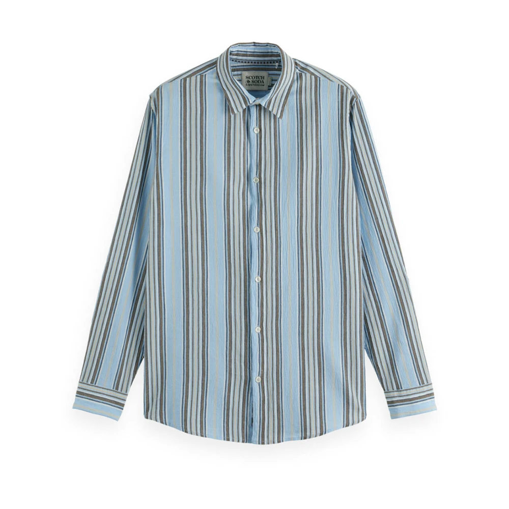Scotch & Soda Gekreukeld gestreept Overshirt Blue Heren