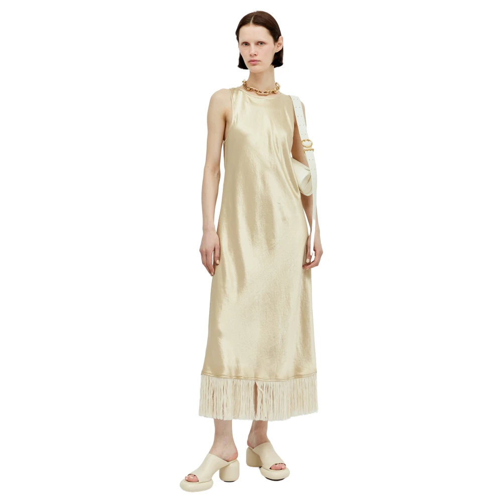 Song for the Mute Satin Fringe Tank Jurk Beige Dames