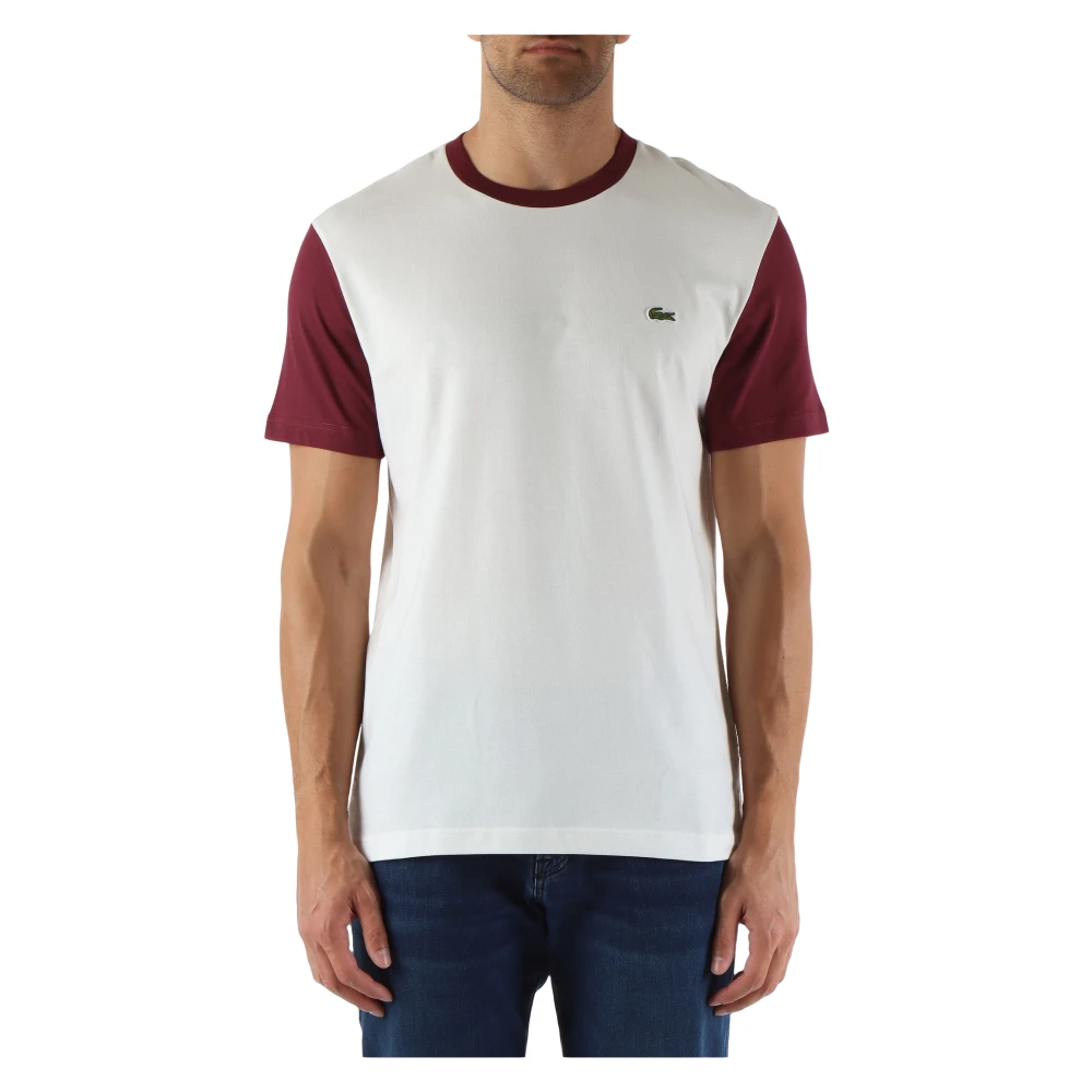 Lacoste Regular Fit Katoenen T-shirt met Contrast Inserts White Heren