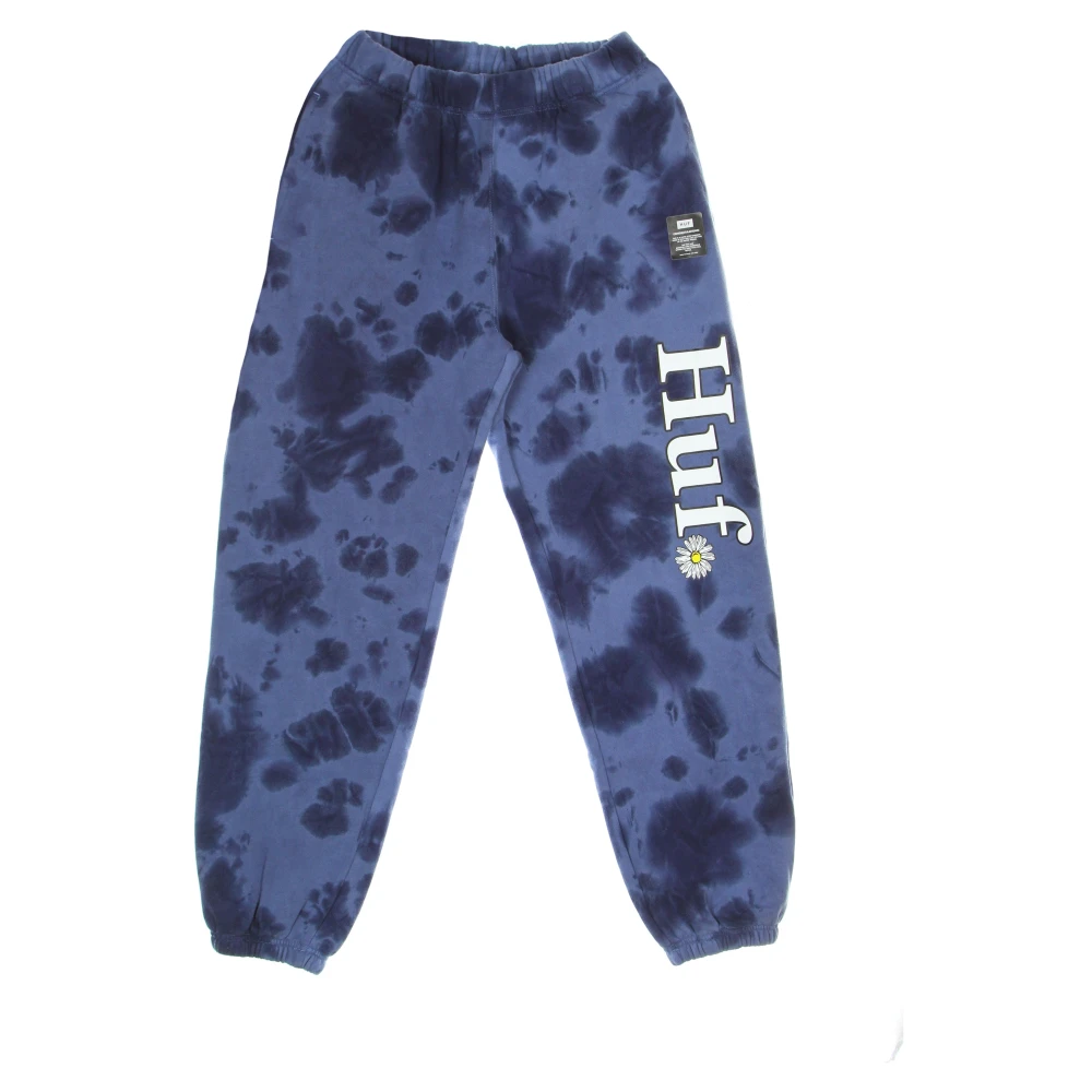 Huf Men's Blue Sweatpants, L, Floral Fleece Joggers Navy