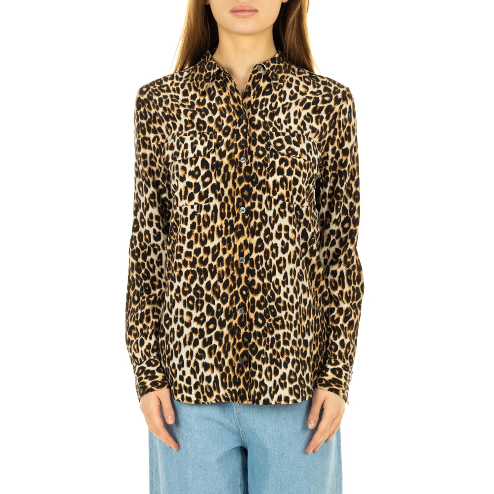 Equipment Beige Slim Signature Shirts Multicolor Dames