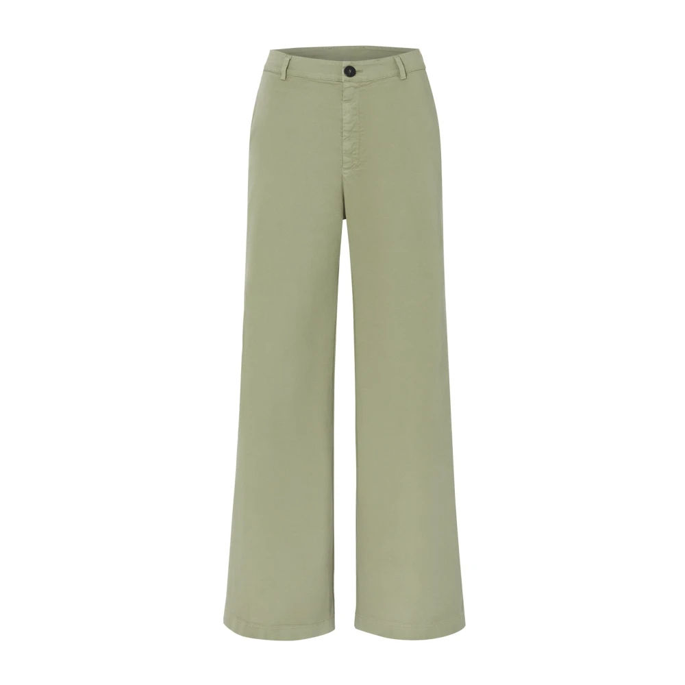 Forte Groene Essentiële Katoenen Broek Green Dames