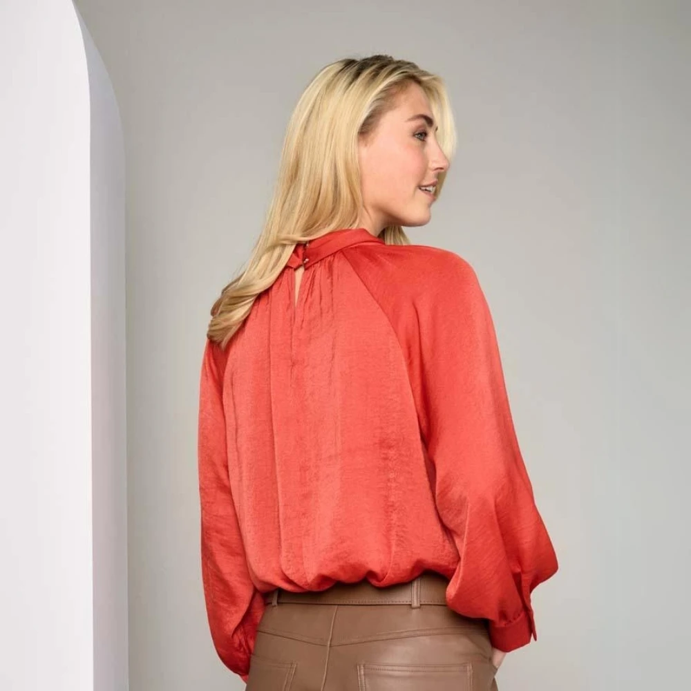 Marie Méro Rode Trendy Tuniek Blouse met Wijde Mouwen Red Dames