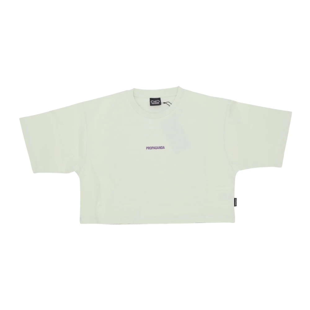 Propaganda Korte Mouw Crop Top Tee Beige Dames