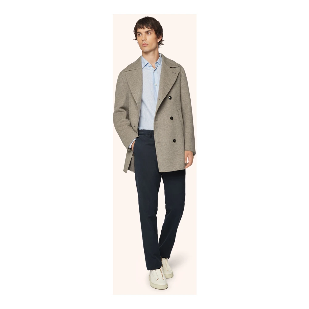 Kiton Cashmere Blend Erwtenjas Beige Heren