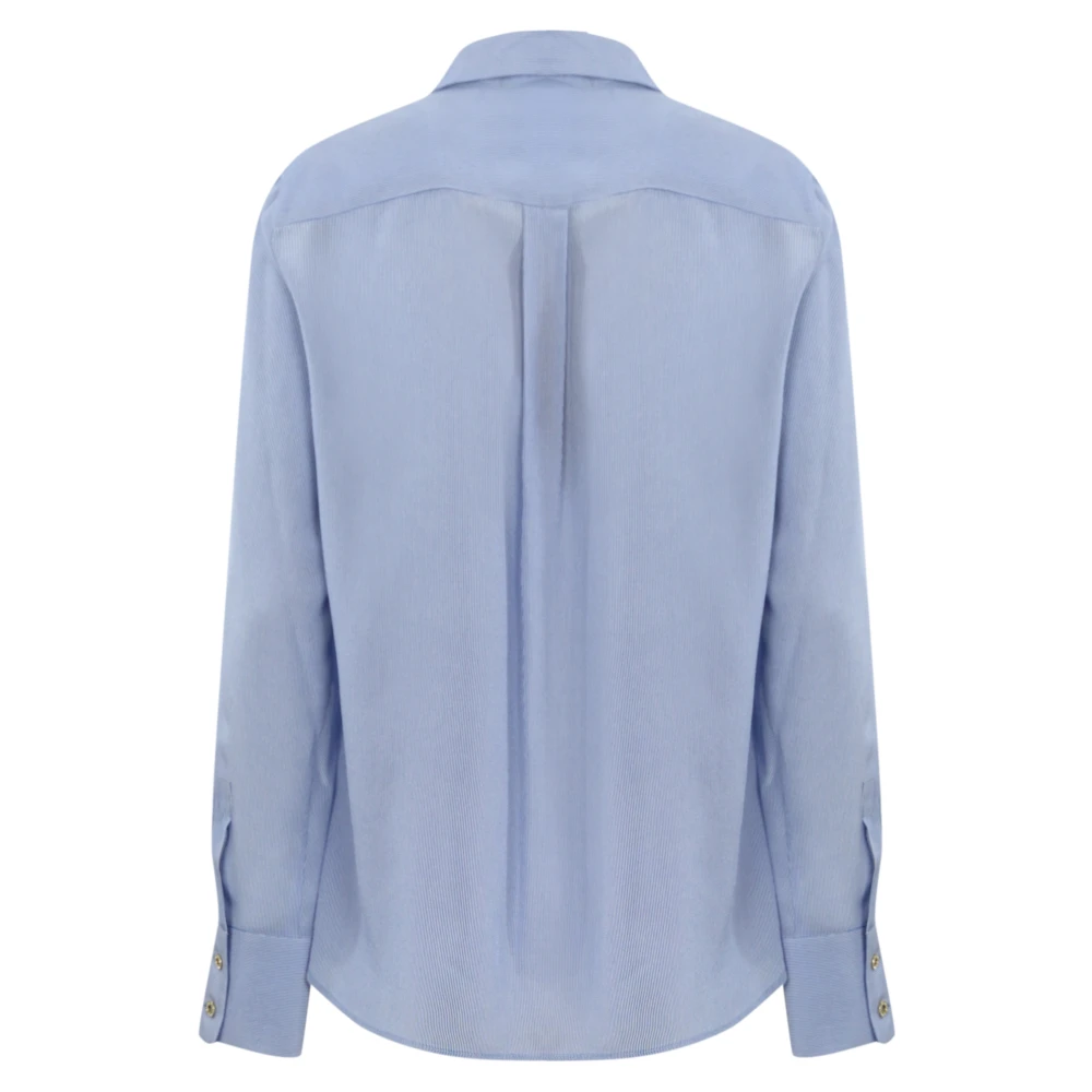 Max Mara Studio Blauwe zijden gestreepte blouse Blue Dames