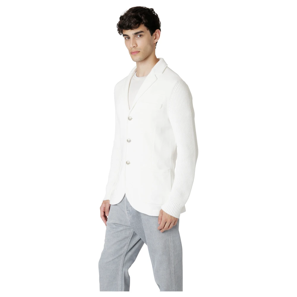 Eleventy Katoen en Cashwool Jas Trui White Heren
