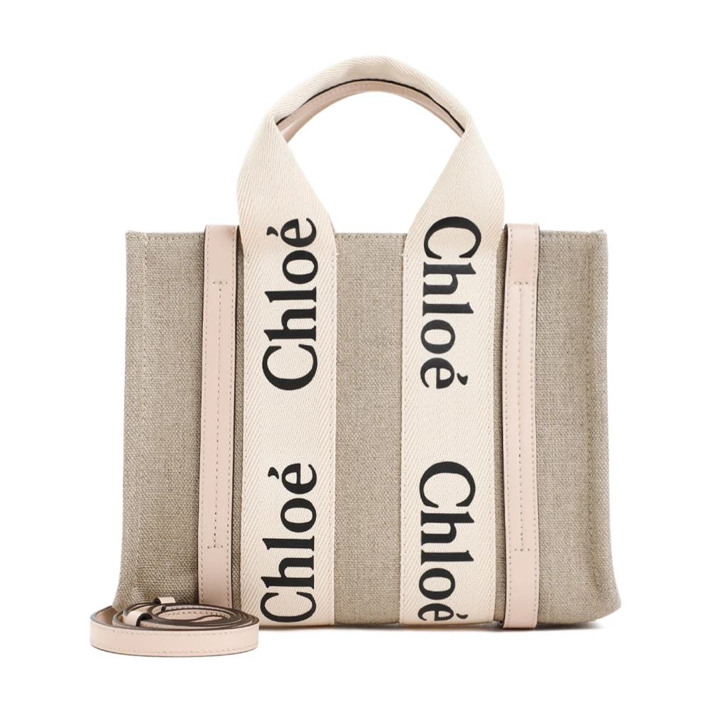 Chloé Woody Tote Bag i Cement Pink Beige, Dam