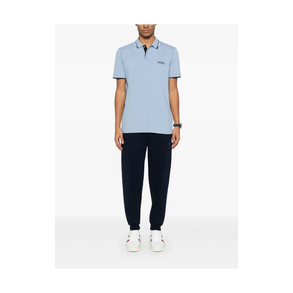 Hugo Boss Korenbloemblauwe Geribbelde Trui Blue Heren