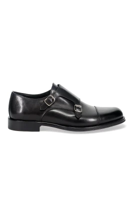 Svarta Monk Strap Läderskor