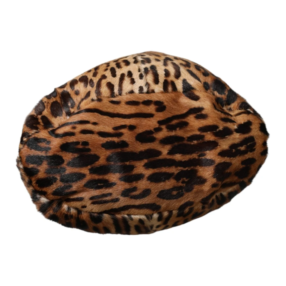 Dolce & Gabbana Luipaard Emmer Hoed Bruin Leer Brown Dames