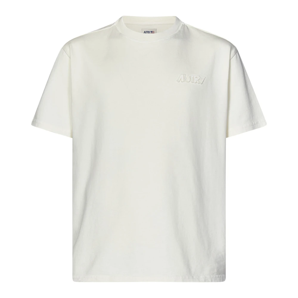 Autry Wit T-shirt met Tone-on-tone Logo White Heren