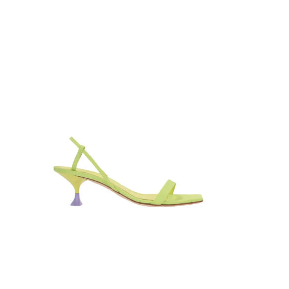 3Juin Zuurgroene sandalen met elastische enkelband en tweekleurige gelakte hak Green Dames