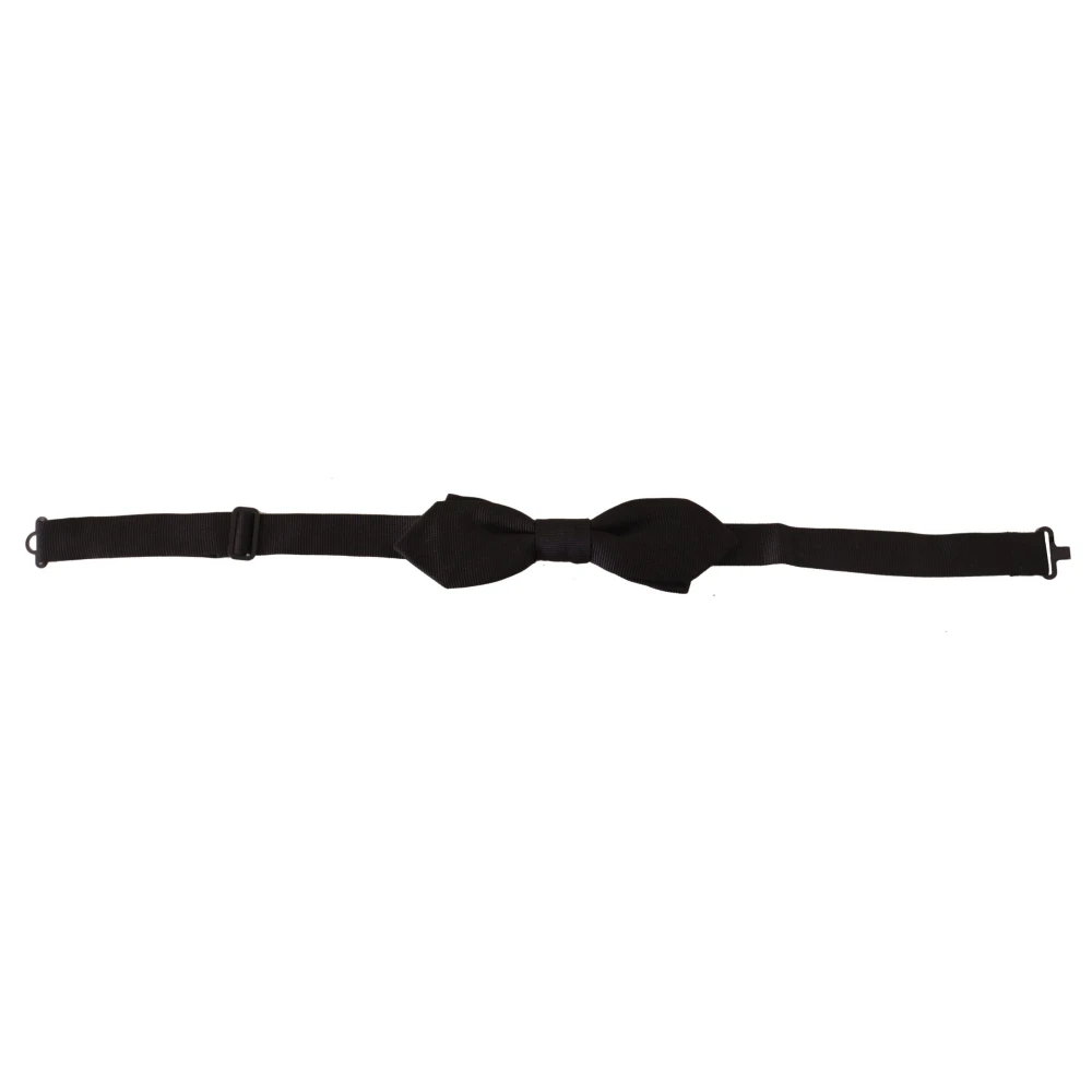 Dolce & Gabbana Elegante zwarte zijden vlinderdas Black Heren