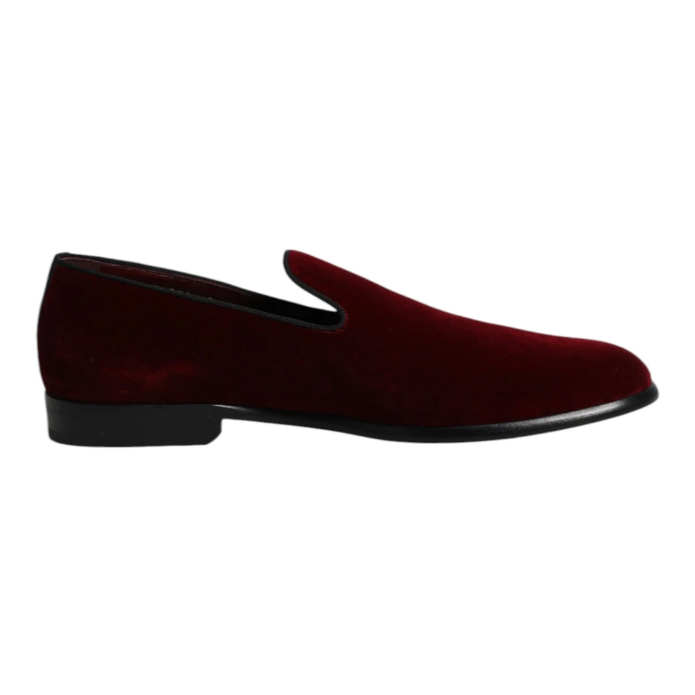 Dolce & Gabbana Men's Red Velvet Slip On Loafers Shoes
