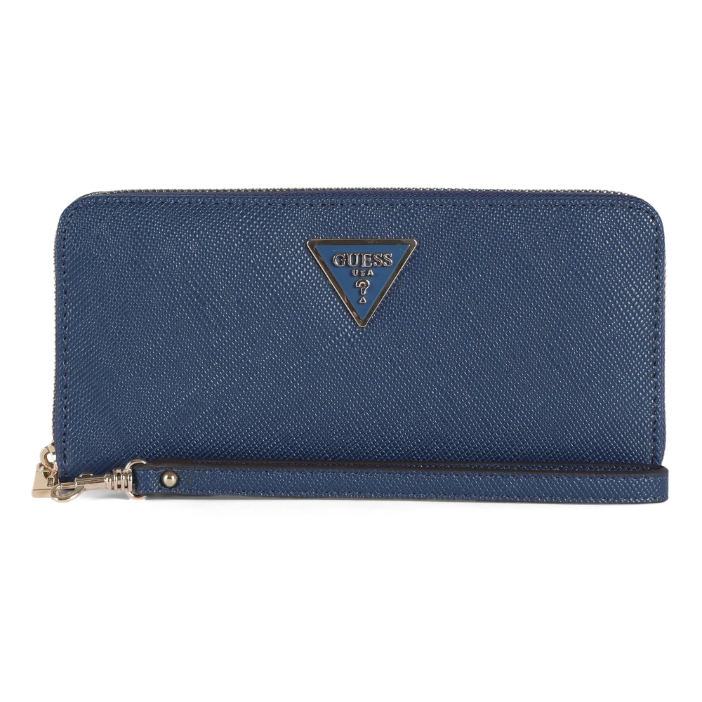 Guess Portemonnee met Saffiano-effect en Rits Blue Dames