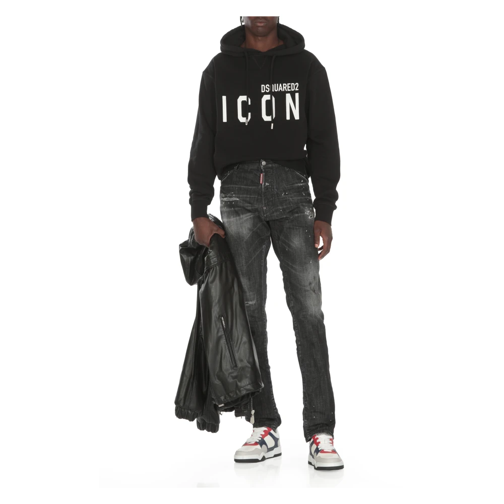 Dsquared2 Zwarte Katoenen Hoodie met Logo Black Heren