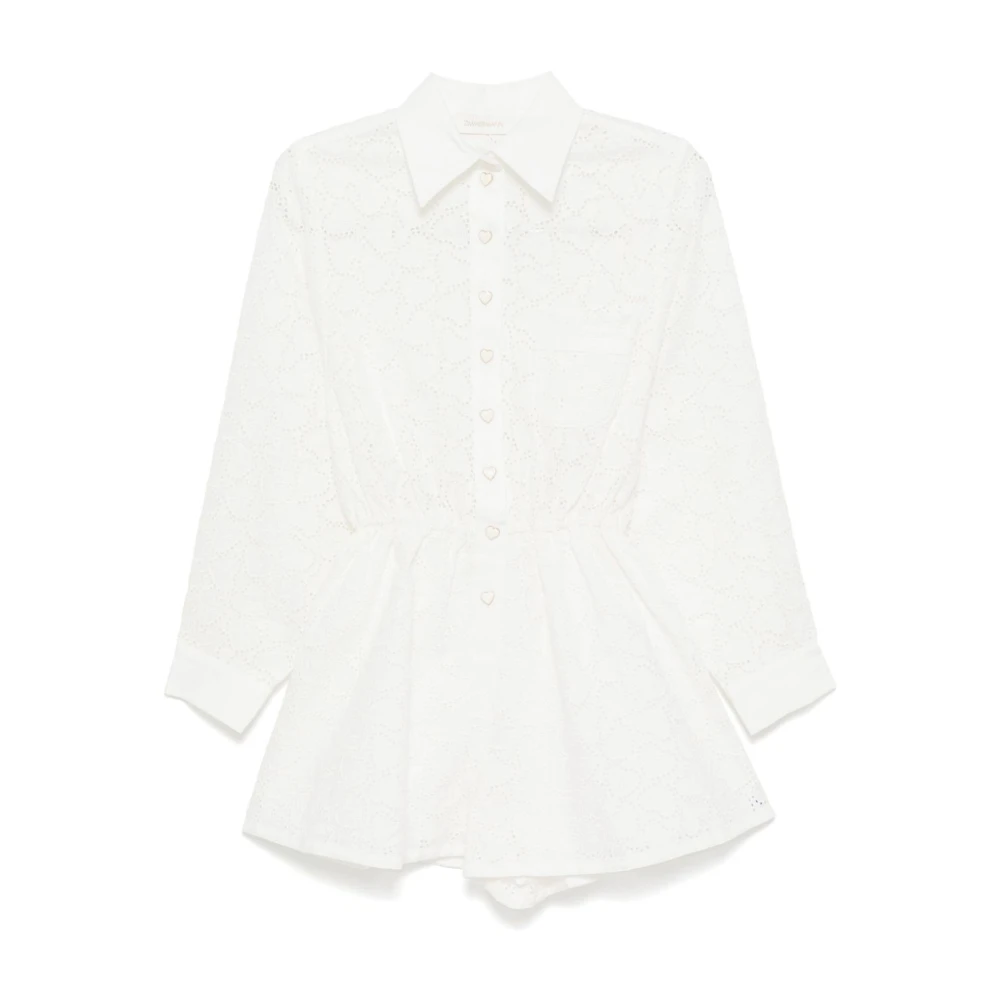 Zimmermann Wit Kant Hart Geborduurde Jumpsuit White Dames