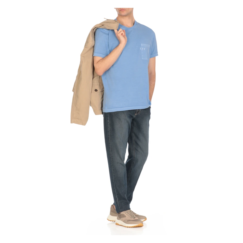 Fay Heldere Blauwe T-shirts en Polo's Blue Heren