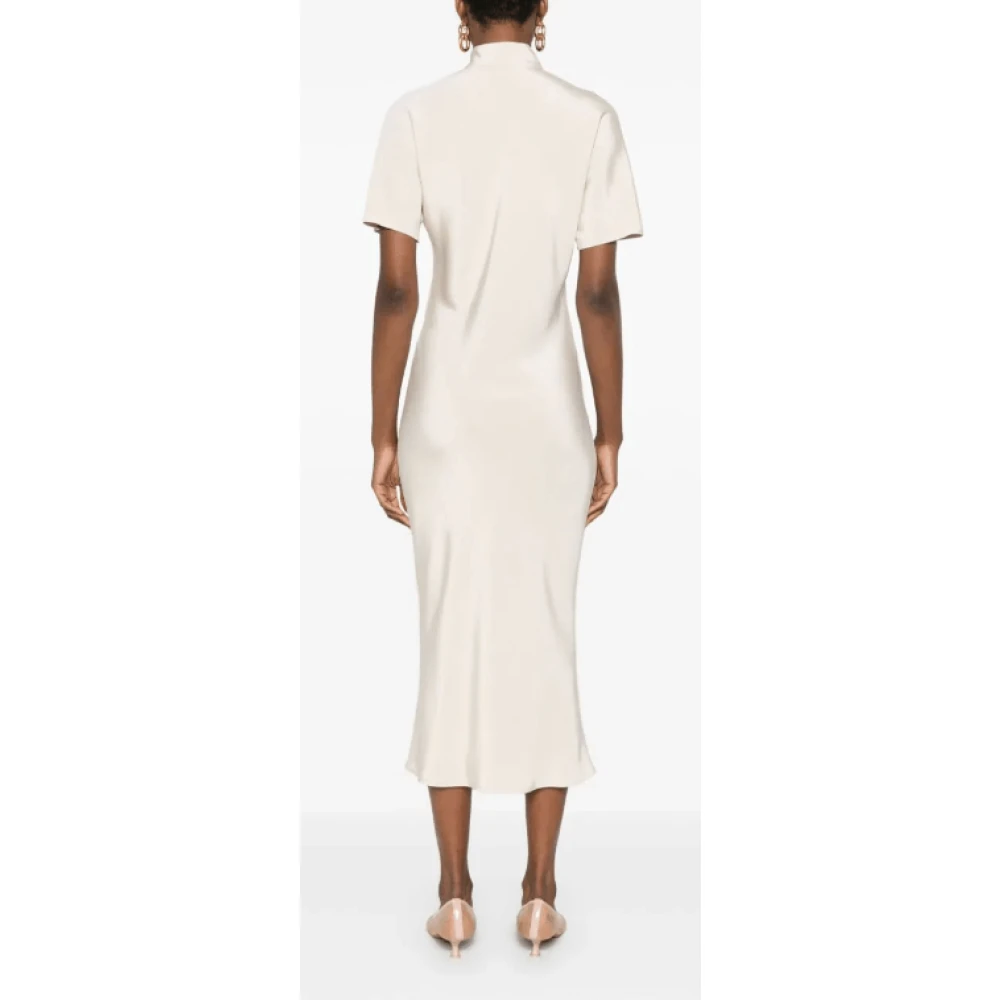 Kiton Beige Zijden Midi Jurk met Keyhole Hals Beige Dames