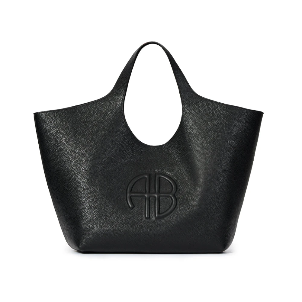 Anine Bing Zwarte Pebbled Tote Tas Black Dames
