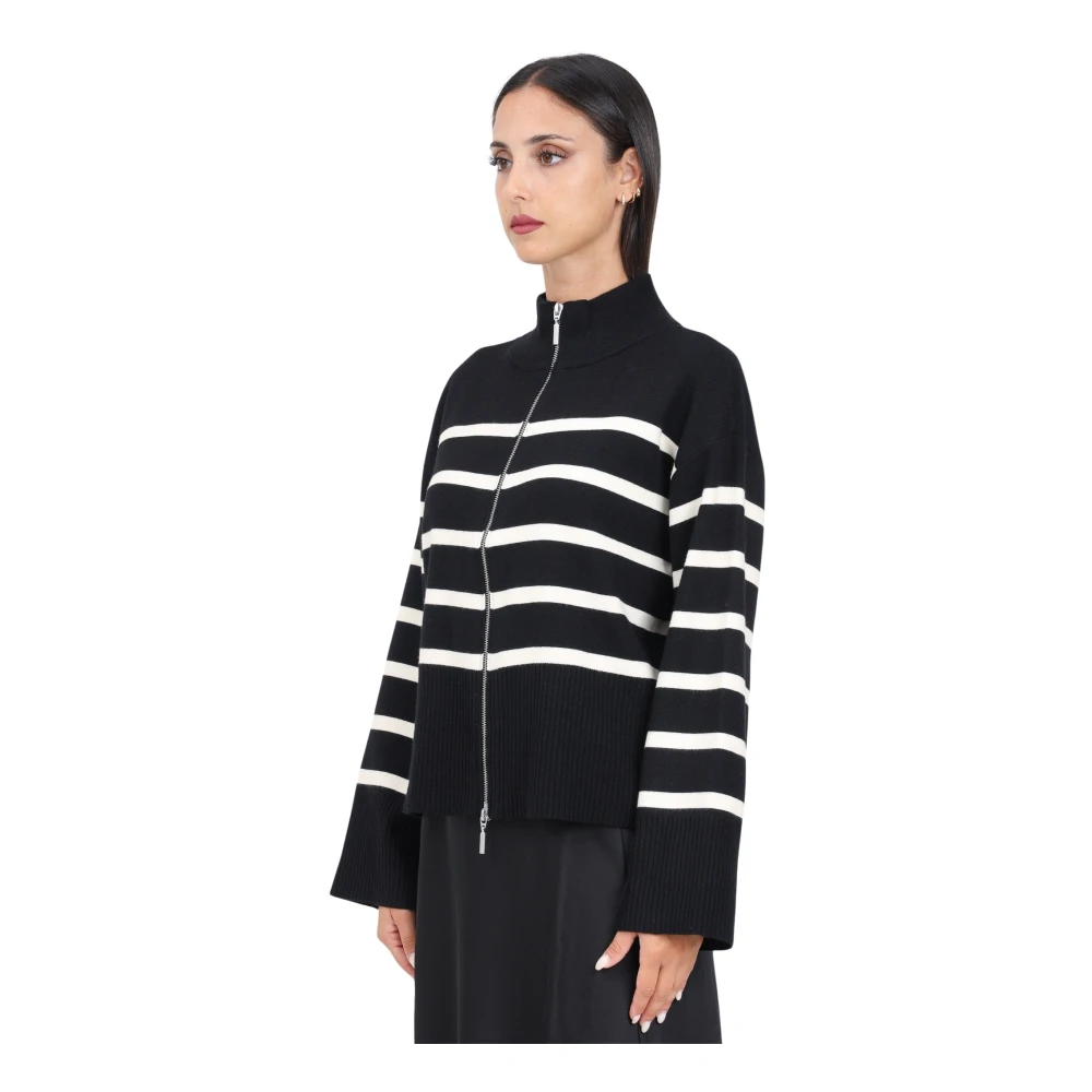 Only Zwart Gestreepte Gebreide Vest Black Dames