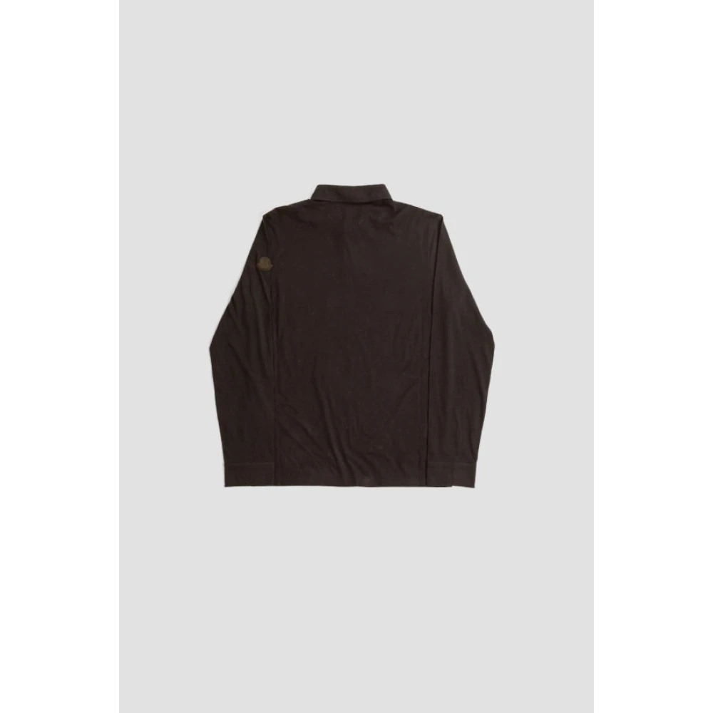 Moncler Bruine LS Polo Shirt met Knopen Brown Heren