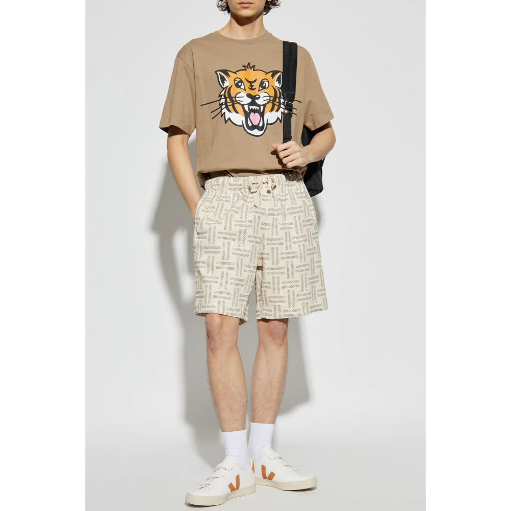 Kenzo Katoenen shorts Beige Heren