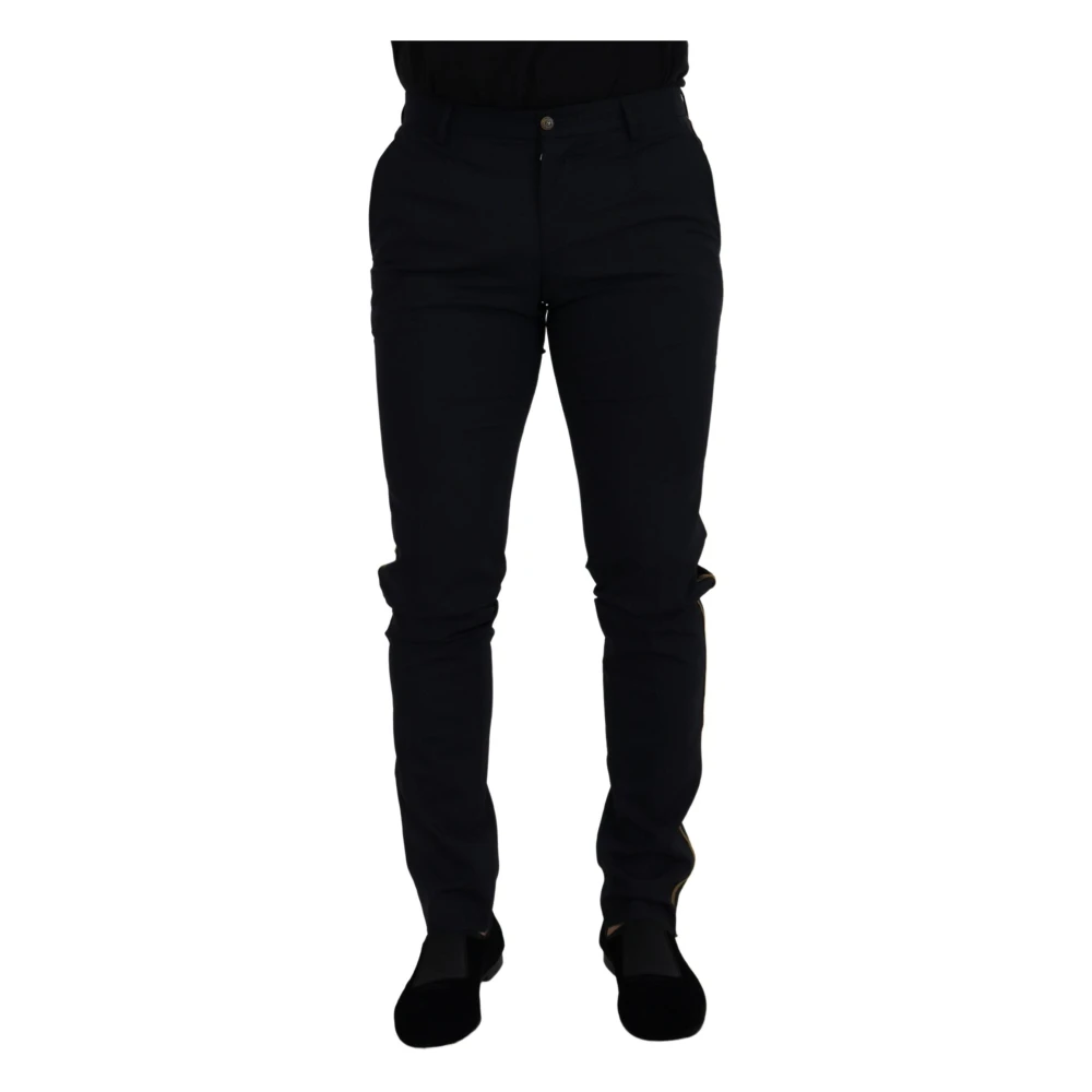 Dolce & Gabbana Men's Black Wool Slim Formal Trousers - Slim-Fit Trousers - S - Trousers