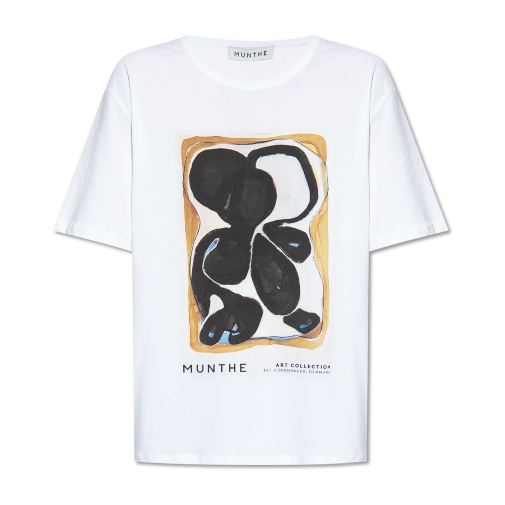 Munthe Laken T-shirt met print White Dames