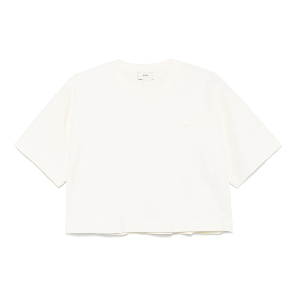 Hvit Crew Neck Logo Patch T-skjorte