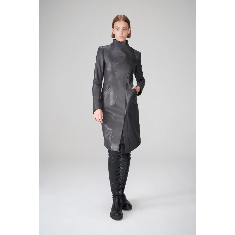 Vespucci by VSP Alyson Antraciet Leren Jas Gray Dames