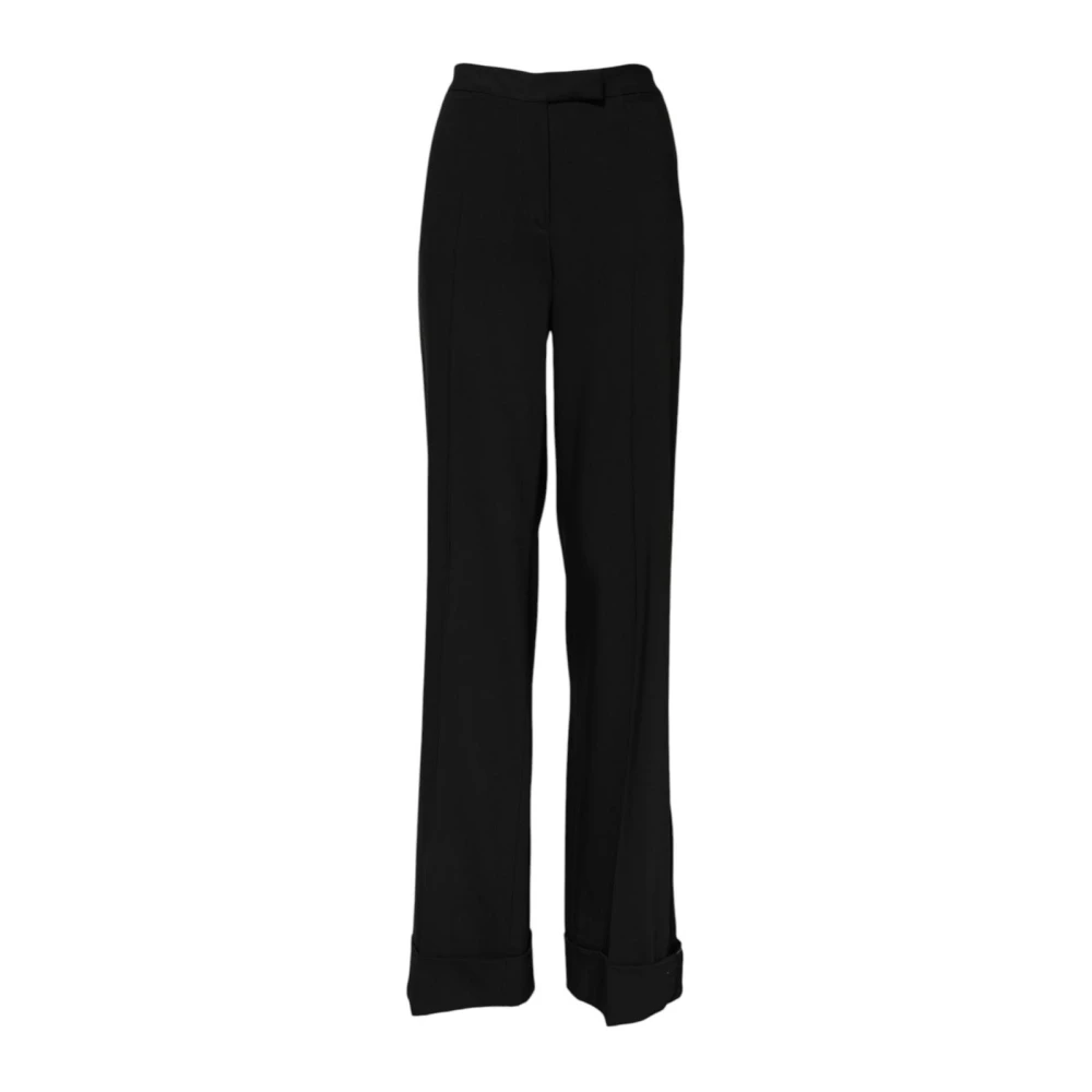 Dolce & Gabbana Women's Black Luxury High Waist Flared Wool Trousers - Wide Trousers - Xs - Trousers