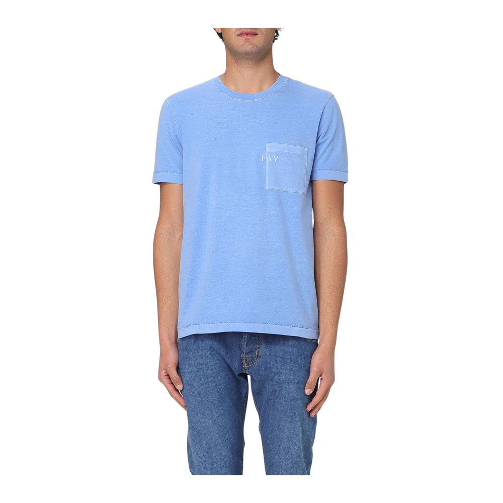 Fay Herr Blå Toppar 3XL, Pocket Tshirt Short Sleeve