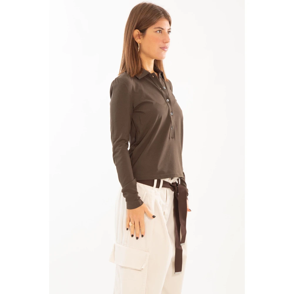 pinko Geborduurd Poloshirt Brown Dames