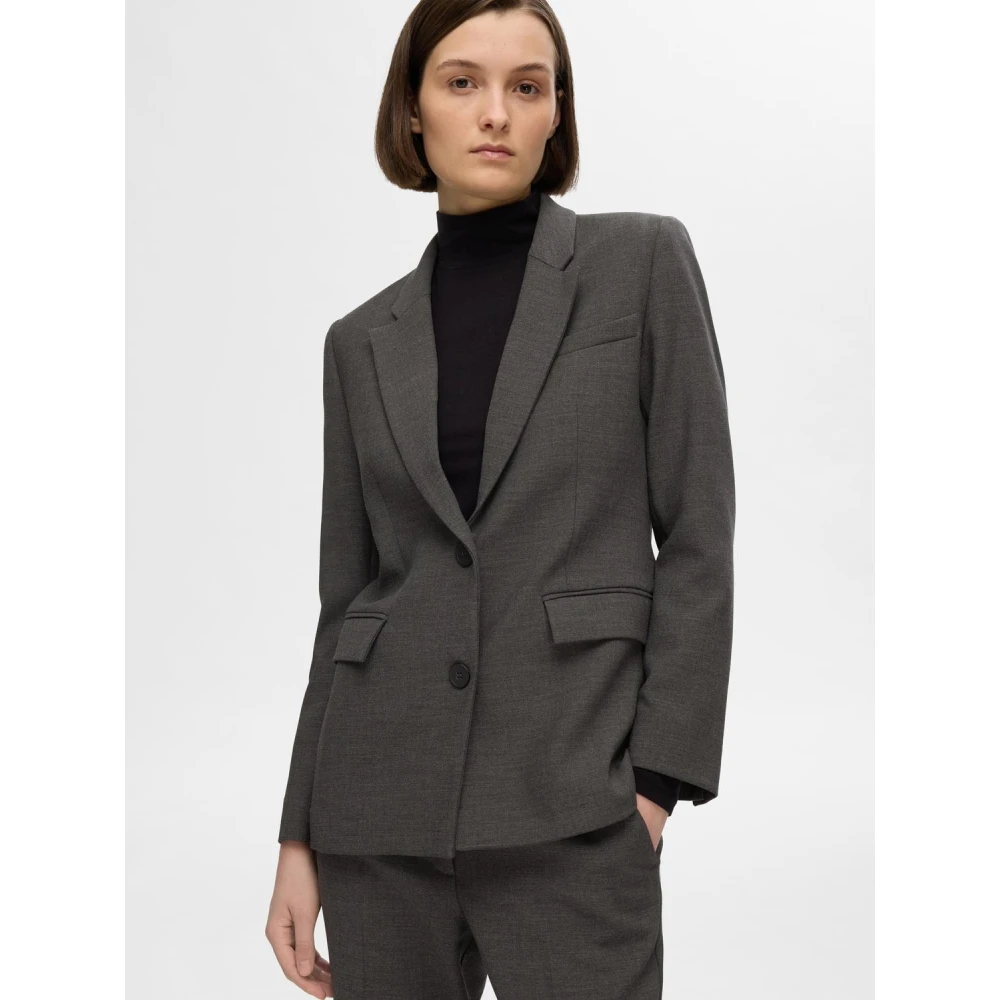 Selected Femme Klassieke Blazer in Donkergrijs Gemêleerd Gray Dames