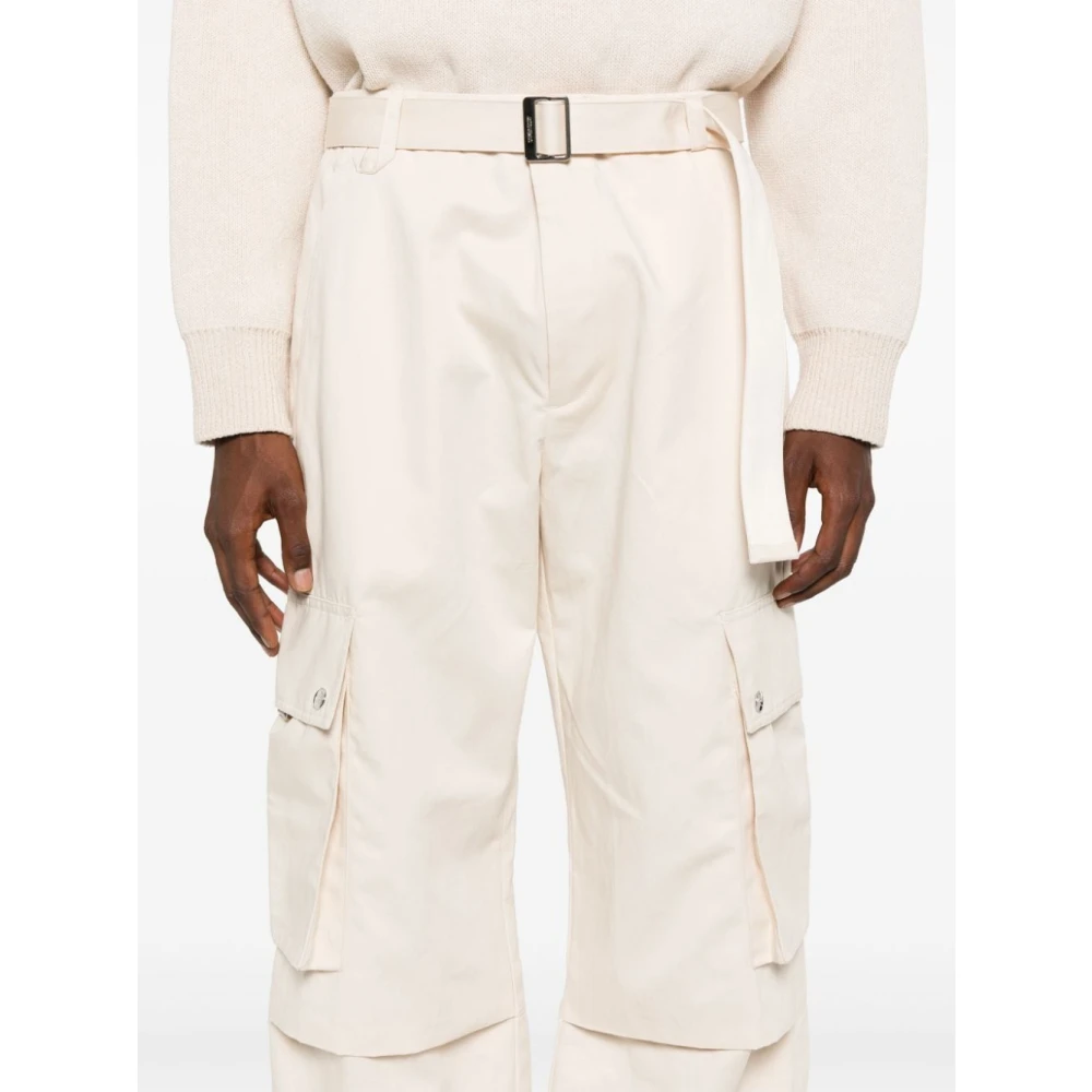 Jacquemus Crème Cargo Broek met Riem Beige Heren