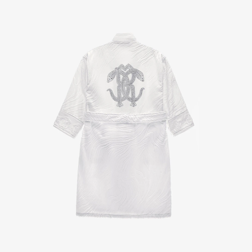 Roberto Cavalli Animalier Crystal Snakes Badjas White Dames