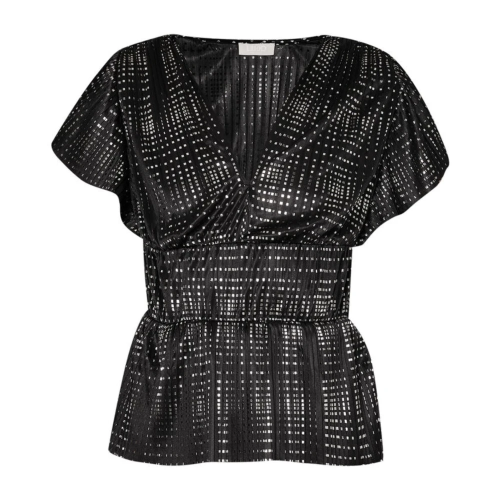 Liu Jo Gelamineerde blouse met strass Black Dames